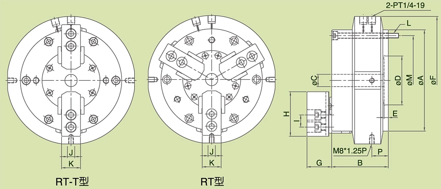 Perlengkapan RT Rotary Air Chuck (Operasi Intermiten)